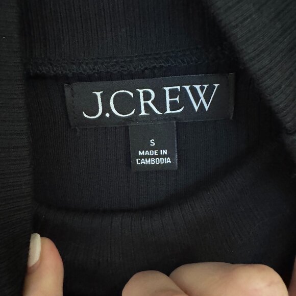 J. Crew Black Ribbed Turtleneck with Gold Buttons - Picture 2 of 8